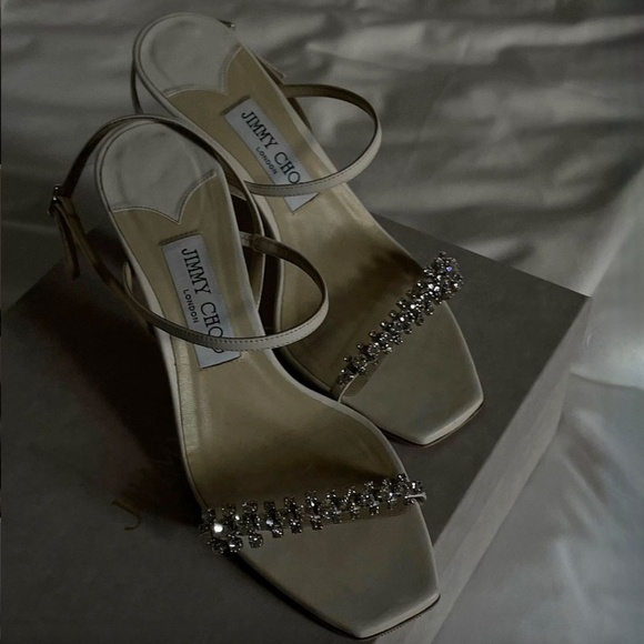 Jimmy Choo Off-White Meira 85 Heeled Slingback Heels / Sandals US7 - Picture 14 of 15